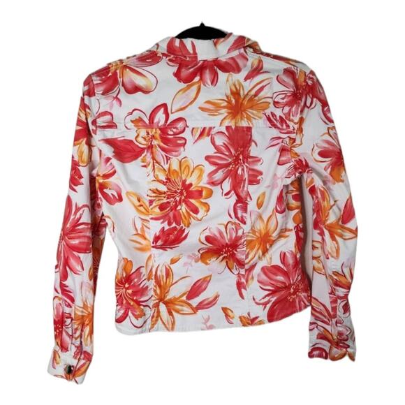 Coldwater creek floral print light denim button up jacket - Picture 3 of 7